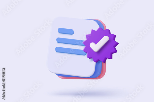 3d white clipboard task management todo check list with notification icon, efficient work on project plan alarm concept, alert for todo checklist. 3d vector clipboard render on pink background