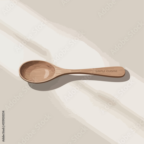 Elegant wooden spoon illustration depicting culinary simplicity perfect for kitchen and recipe concepts with subtle lighting and shadow effects