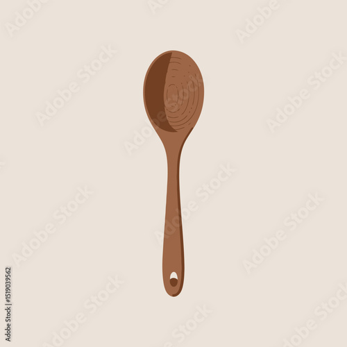 Isolated illustration of a wooden spoon simple and clean design for kitchen cooking utensils and culinary theme on neutral background