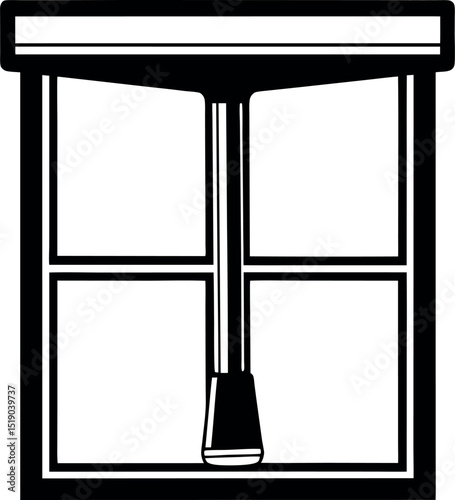 An artistic monochrome illustration of a classic window with a pull cord vector silhouette Generative AI