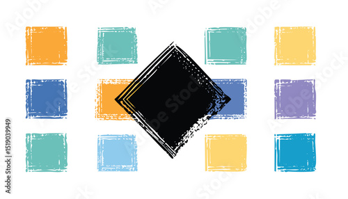 Frame box with brush crayon texture. Square shape for text. Color vector background. Paint border, cute hand drawn paper design. Doodle stroke, rectangle pastel or chalk elements.design, vector, 
