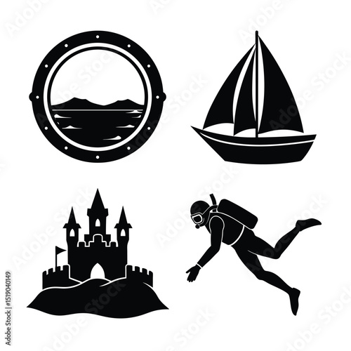 silhouette art sea element