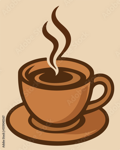 Stylized graphic of hot coffee, radiating warmth and serenity. Ideal for branding, cafés, or morning-themed digital and print designs.