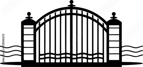 Wrought Iron Gate Entranceway to Somewhere vector silhouette Generative AI