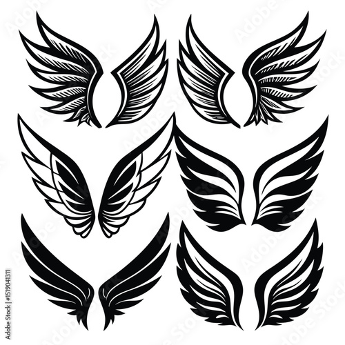 Angel Wings Collection: A selection of intricately designed angel wing illustrations, perfect for adding a touch of heavenly grace and beauty to any project. 