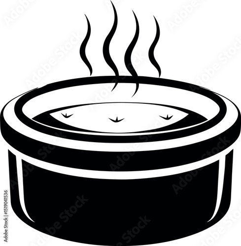 A steaming bowl of something delicious shown in a graphic illustration vector silhouette Generative AI