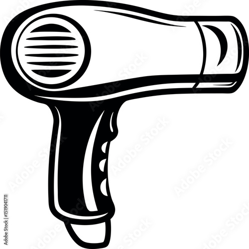 illustration of a classic handheld hair dryer vector silhouette Generative AI