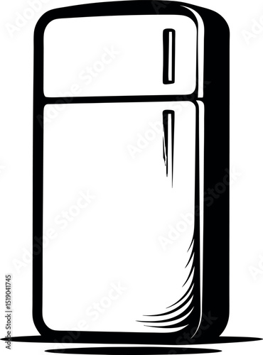 Illustration of a two door refrigerator appliance vector silhouette 