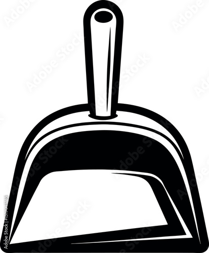 Drawing of a classic household dustpan tool vector silhouette Generative AI