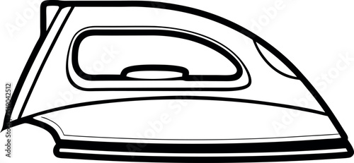 A simple black and white line drawing of a clothing iron vector 