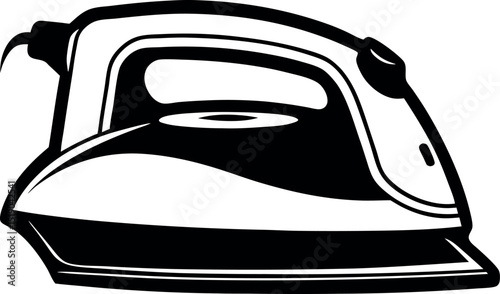 Stylized Illustration of an Iron Used for Pressing Clothes in Black and White vector 
