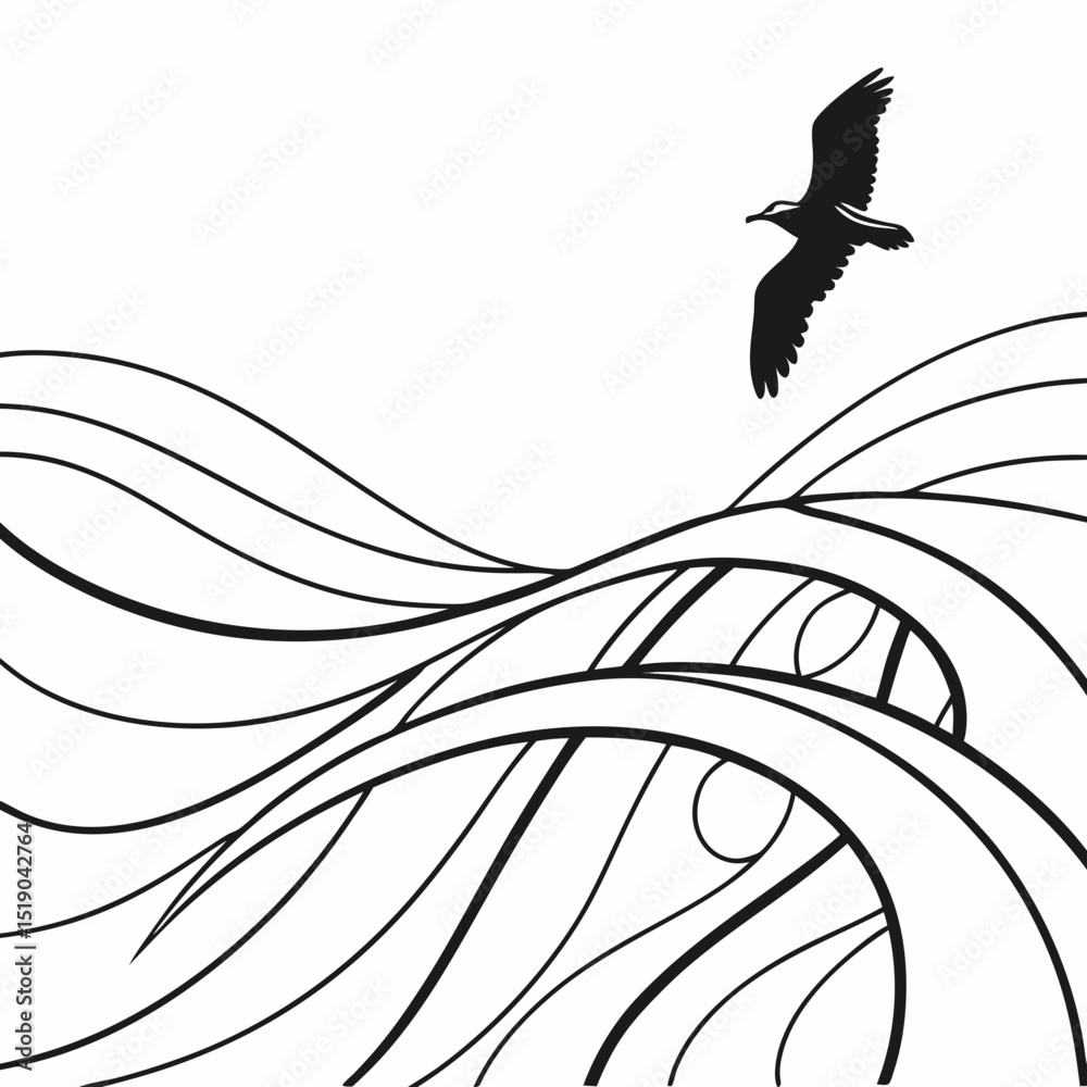 Fototapeta premium Minimal Abstract Line Wave Background.