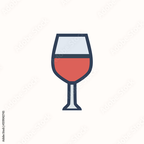 Wine Glass Icon – Flat Beverage Illustration