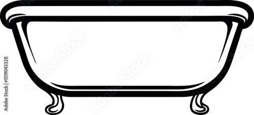 Claw foot bathtub illustration image object vector silhouette Generative AI