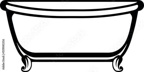 Vintage Style Bathtub Illustration in Black and White with Elegant Design vector