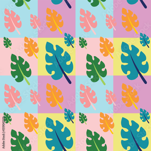 Seamless pattern leaves with pastels colors