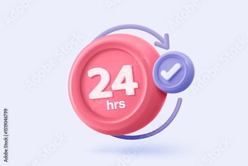 3d question and answer 24 hours icon signs for consultation concepts. speaker feedback with operator help hotline contact. 3d support consultant talk icon buttons vector render illustration