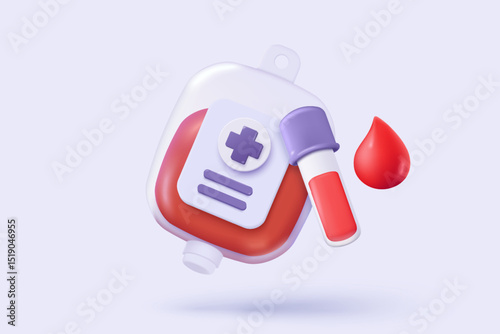 3d blood drop with medical sign on pastel background. World Blood donor day, healthcare, hematology, medicine minimal concept. 3d medical icon vector with shadow render illustration