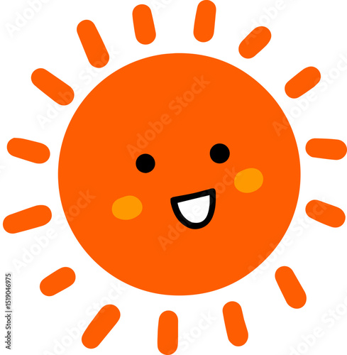 Simple sun clipart, Cute smiling sun illustration, Flat design sunshine icon, Cheerful sun graphic, Weather icon sun