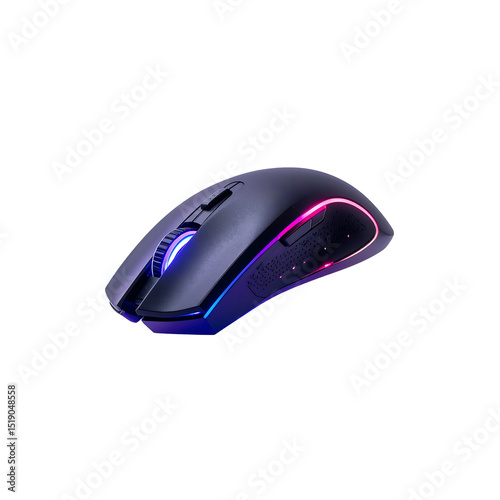 Modern wireless gaming mouse with rgb lighting design on transparent background