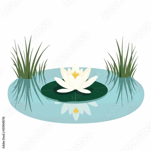 Serene water lily reflecting on tranquil pond, natural beauty