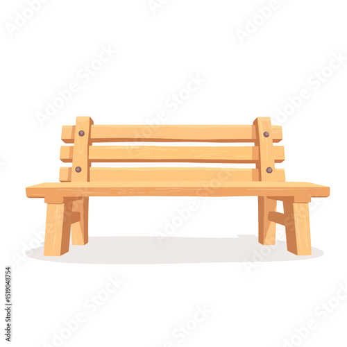Minimalistic wooden bench illustration on white background, simplicity