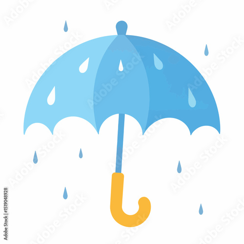 Whimsical blue umbrella catching gentle breeze, playful design