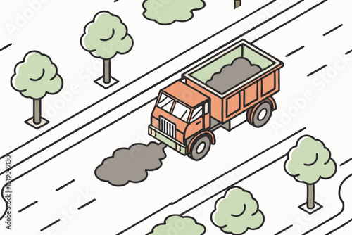 isometric view of a dump truck