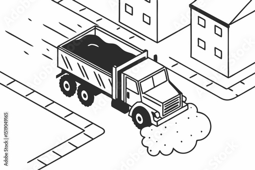 isometric view of a dump truck