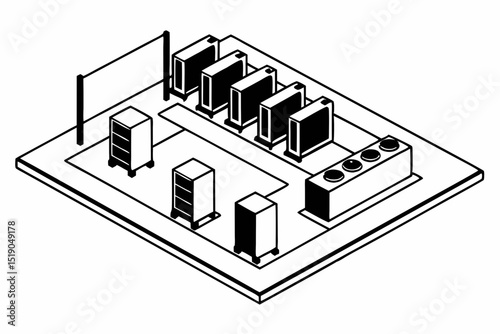 isometric view of a data center