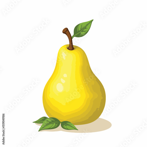 Golden-yellow pear illustration on white background, simplicity and elegance