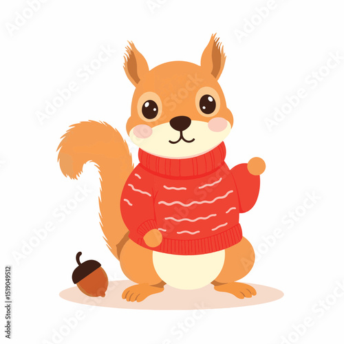 Playful squirrel in red sweater showcasing cuteness, nature