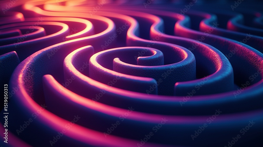 3d render, abstract background of multicolored gradient tubes, simple labyrinth wallpaper, colorful volumetric line