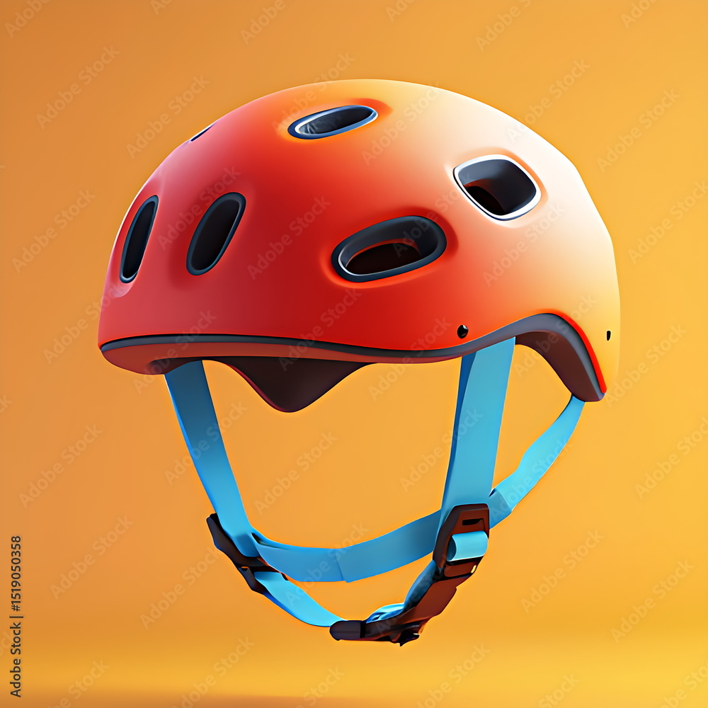 Fototapeta premium 3d red cycling helmet icon illustration