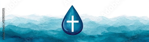 Holy Water on white background Baptism, purification Christian symbols and icons