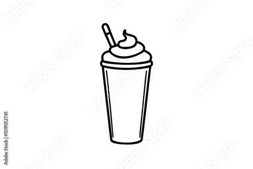Iced coffee drink whipped cream straw summer refreshment