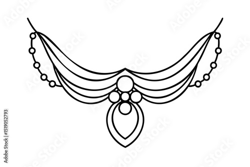 Elegant necklace design illustration black and white jewelry fashion accessory