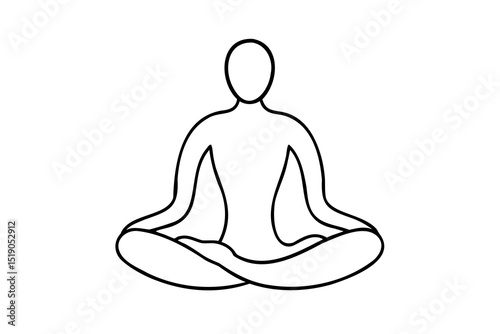 Simple line drawing person meditating lotus pose yoga mindfulness
