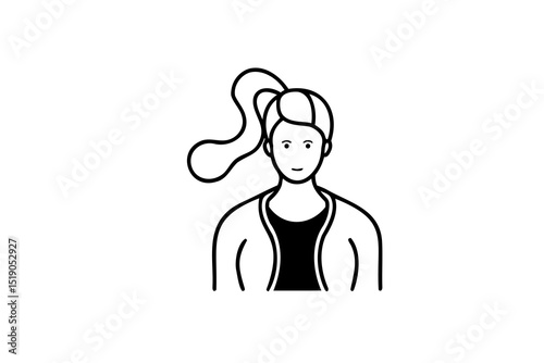 Woman with high ponytail wearing a cardigan