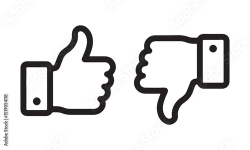 A simple, clean design featuring a thumbs-up and a thumbs-down icon, representing positive and negative feedback vector art
