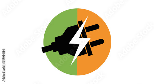 Power Plug with Lightning Bolt Symbol