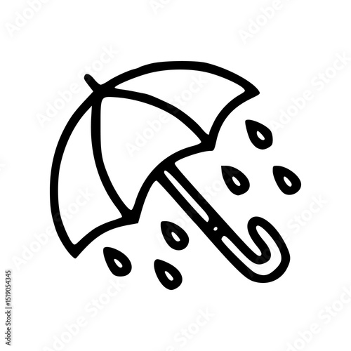 autumn rain umbrella line art