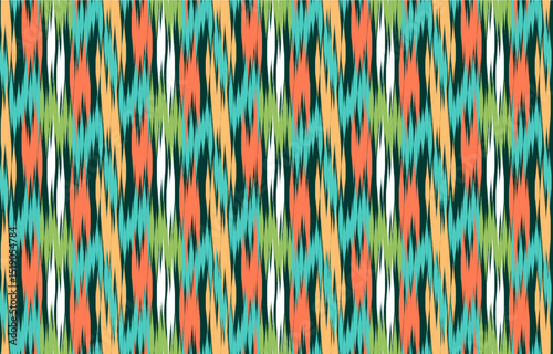 Design ikat pattern abstract geometric ikat ethnic, folk pattern Aztec style, Gyp sy, Mexican, Indian, Scandinavian, design ikat for background, wallpaper, carpet, wrapping, fabric, textile fashion. 