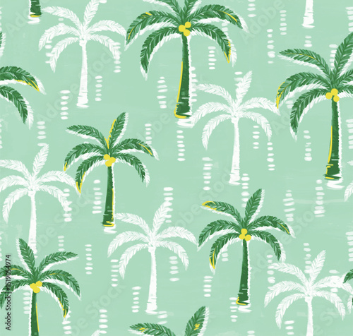 Seamless tropical pattern with palm Tree. Design for fashion textiles, fabric, print, graphics, backgrounds and crafts