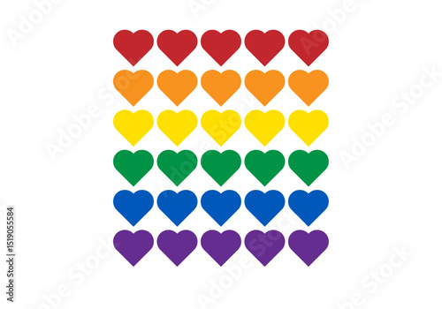 Corazones con la bandera del orgullo lgbtq+