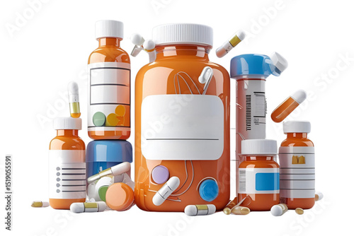 medicine bottle and pills