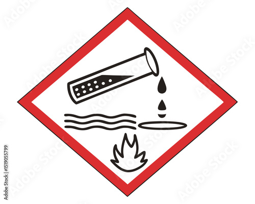ghs hazard pictogram for corrosive substances indicating skin, eye, and material damage risk isolated on white background.