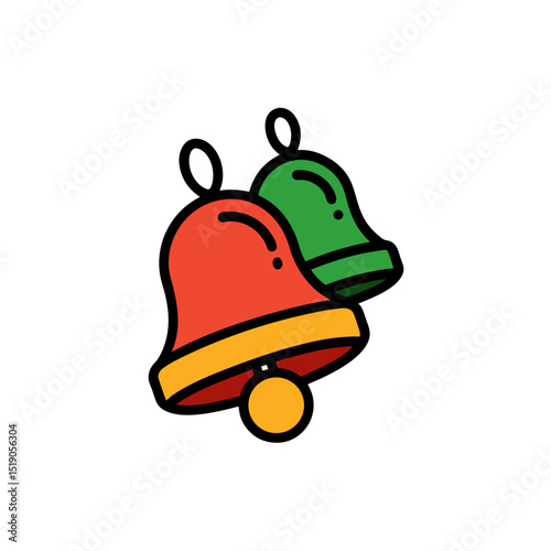 Jingling Christmas Sleigh Bells Vector Doodle Clipart
