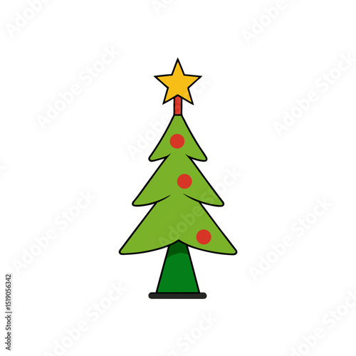 Sparkling Christmas Tree Topper Vector Doodle Clipart