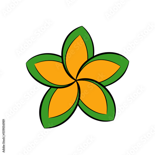 Exotic Frangipani Flower Vector Doodle Clipart
